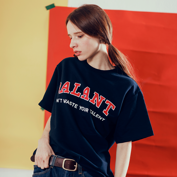 BALANT [University Type Basic T Shirt - Navy]