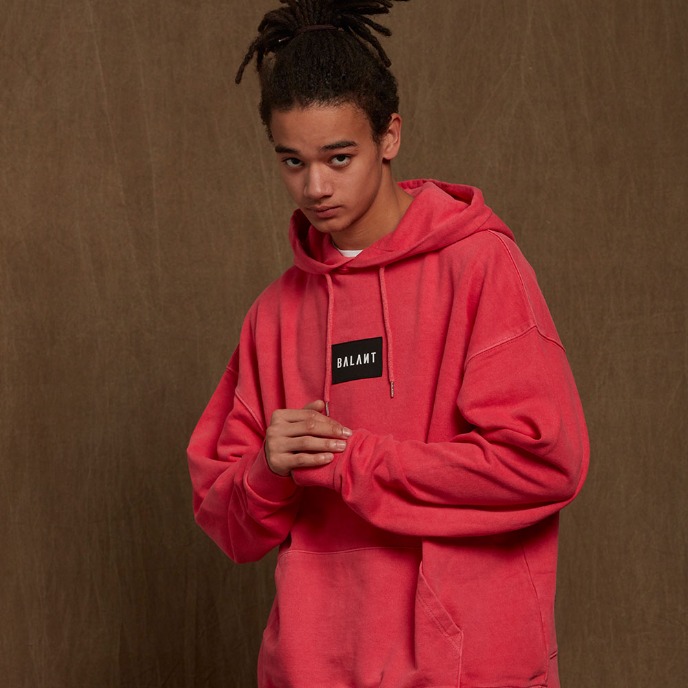 BALANT [ Pigment Silicon Lable Hoodie - Pink ]