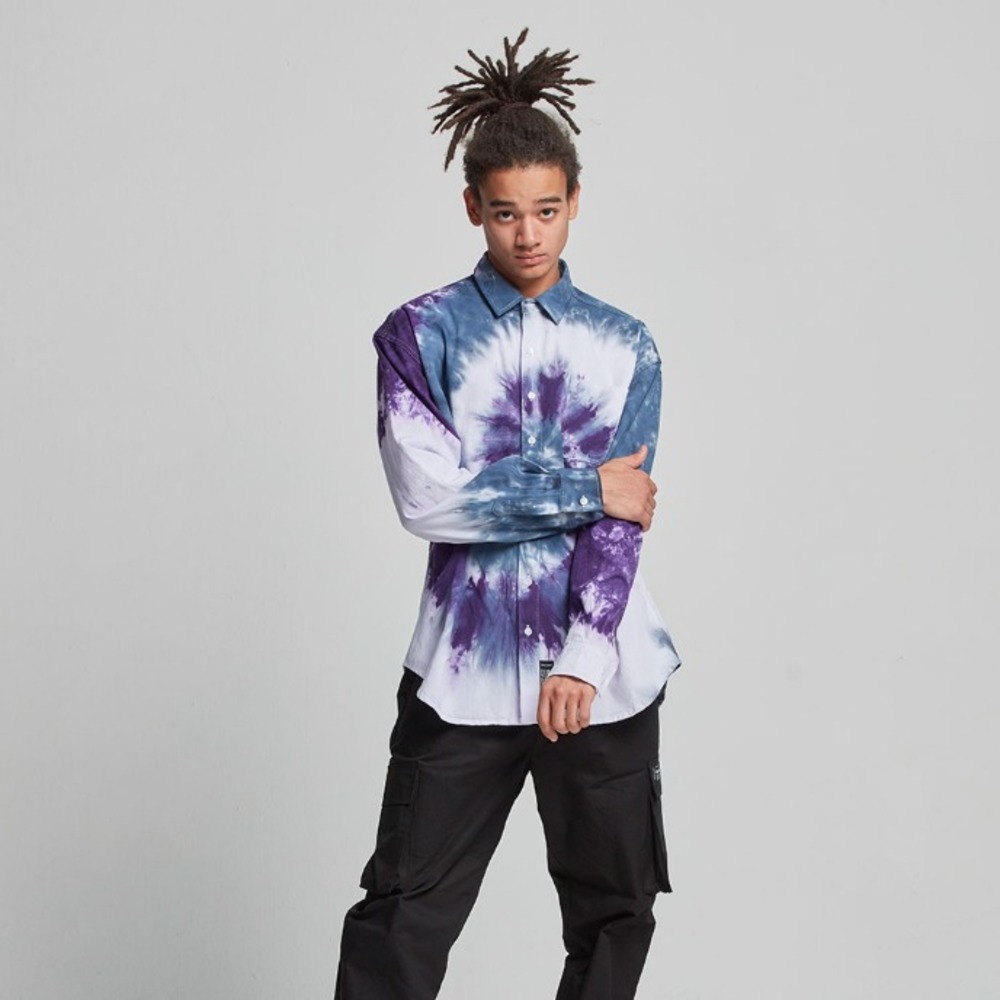 BALANT [ Multi Color Swirl Tie Dye Shirt - Purple ]